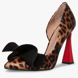 BETSY JOHNSON ❤️‍🔥Leopard Print Women's Heels with Black Bow